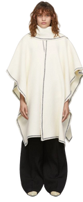 Jil Sander Cream Wool Cape with Black Trim