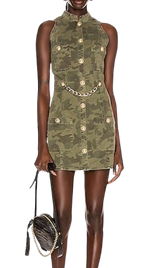 Balmain Camouflage Button Front Dress
