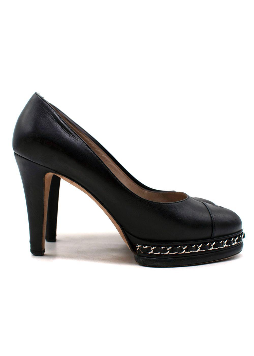 Black Chain Trimmed CC Pumps