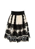 Alberta Ferretti White and Black Wool Skirt