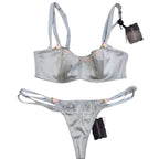 Chantal Thomass Green Pure Silk Balconette Bra & Thong Set
