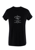 black t-shirt with white front logo