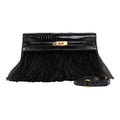 Hermès Kelly Elan Folie Black Crocodile Porosus Lisse Noir / Ostrich Feather And Gold Hardware