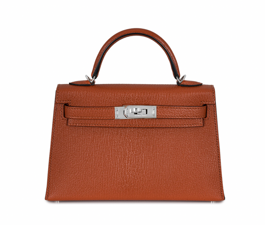Hermès Cuivre Chèvre Mysore Leather Mini Kelly with Palladium Hardware