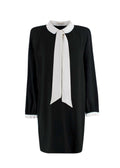 Saint Laurent Black Peter Pan Collar Mini Dress with Neck Tie Detail