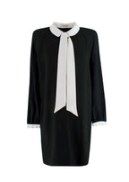 Saint Laurent Black Peter Pan Collar Mini Dress with Neck Tie Detail