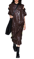 Brown & Green Sequin Runway Dress