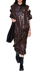 Brown & Green Sequin Runway Dress
