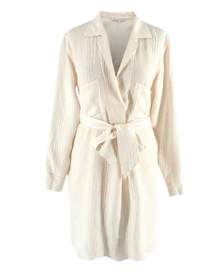 Marie France Van Damme Jacquard  Cream Silk Shirt Dress