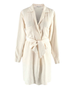 Marie France Van Damme Jacquard  Cream Silk Shirt Dress