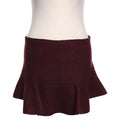 Burgundy Flared Wool Mini Skirt