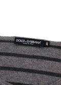 Grey Striped Cotton Jersey T-Shirt