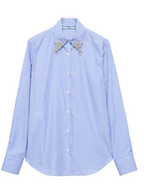Prada Embellished Collar Striped Shirt