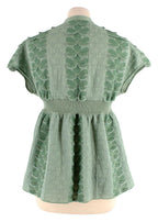 Chanel Mint Green Metallic Woven Petal Applique Top