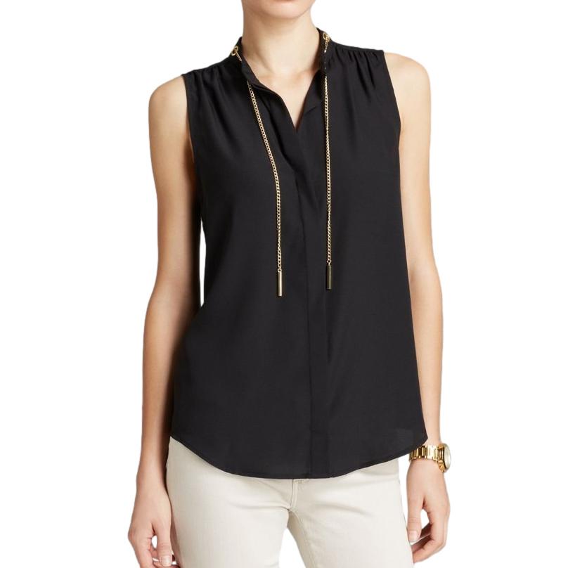 Michael Michael Kors Black Silk Eyelet Top