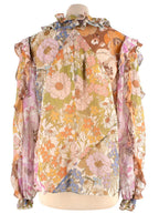 Zimmermann Floral Super Eight Ruffled Blouse