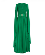 Elie Saab Green Silk Belted Gown