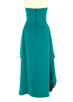 Bruce Oldfield Green Bandeau Asymmetric Silk Dress