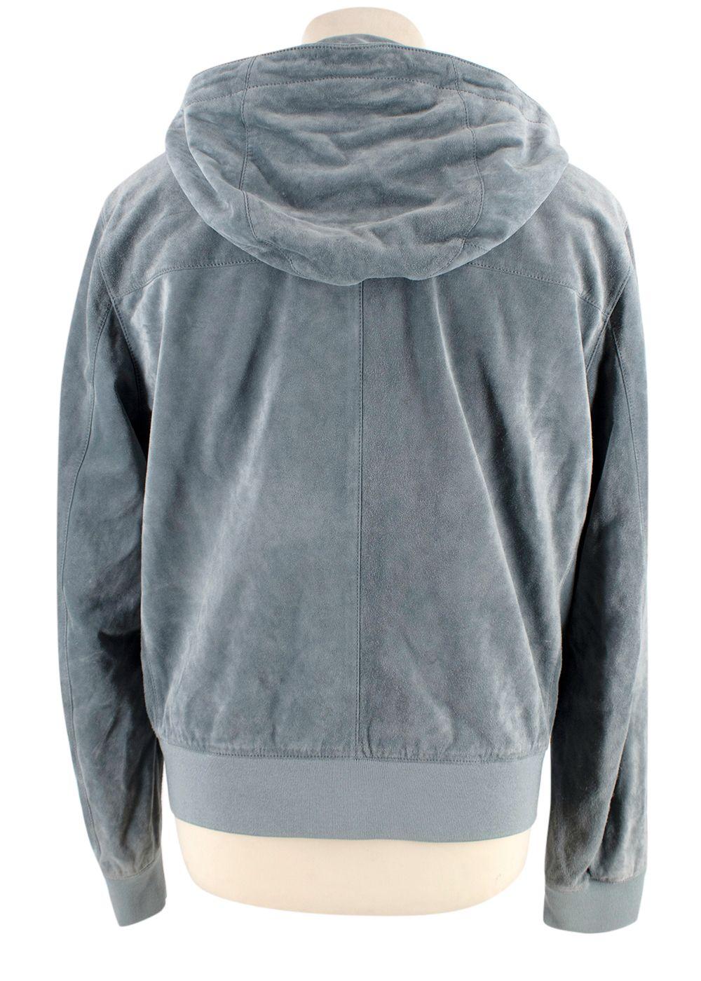 Louis Vuitton Bleu Gris Suede Bomber Jacket