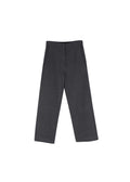 grey wool flannel wide leg trousers