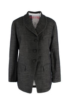 Emporio Armani Grey Pinstripe Wool Single Breasted Blazer