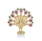 Bespoke Yellow Gold Diamond, Ruby, Sapphire & Emerald Peacock Brooch