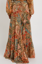 Etro Paisley Ruffled Silk Maxi Skirt