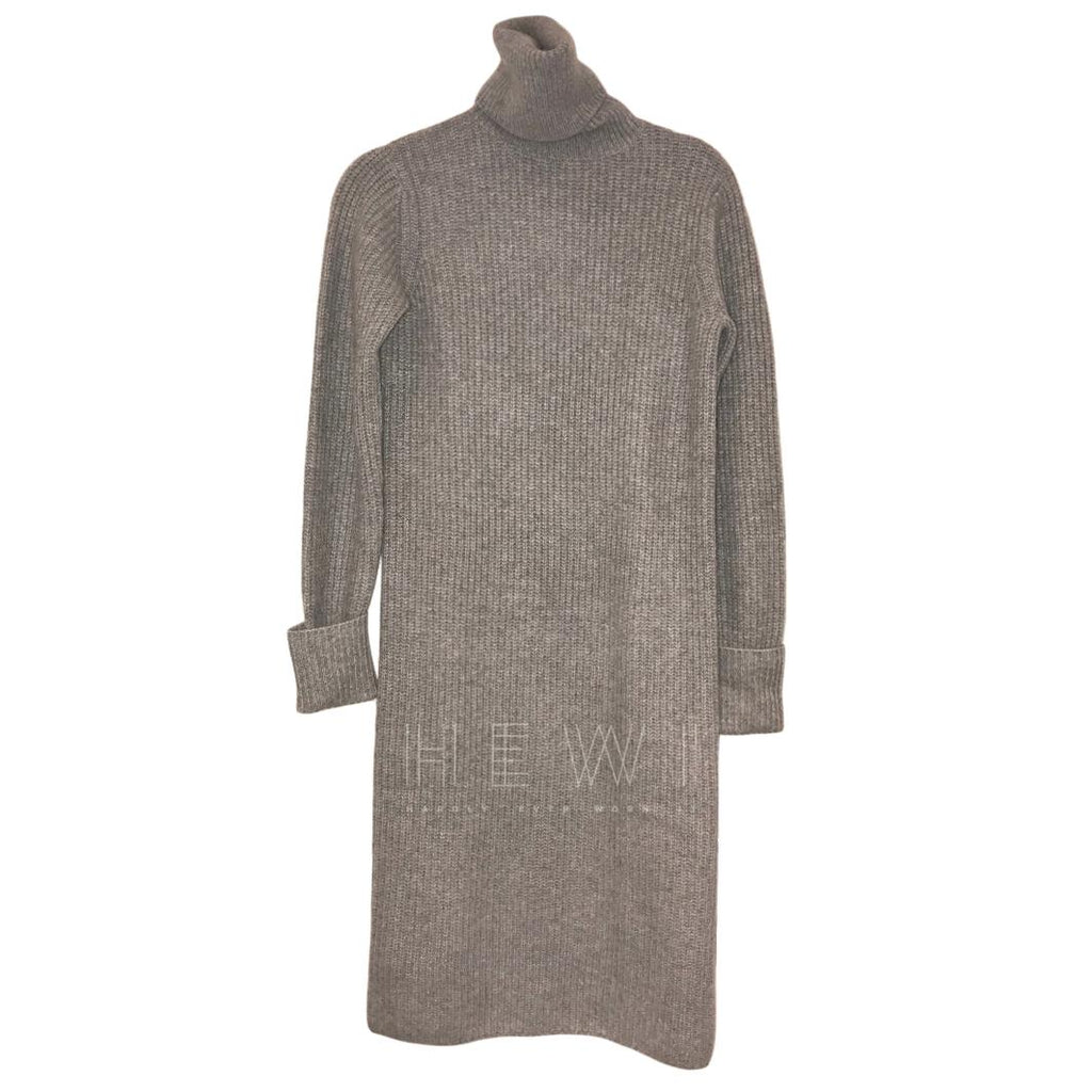 Loro Piana Baby Cashmere Grey Knit Roll Neck Dress