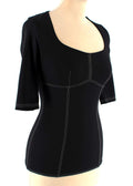 Black Panelled Stretch Top