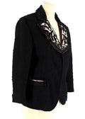 Sequin Embellished Black Wool Tweed Jacket