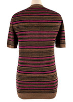 Prada Metallic Striped Short-Sleeve Crewneck Jumper