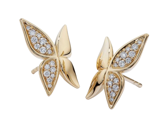 Kat Florence 18k Yellow Gold D Flawless Diamond Butterfly Earrings