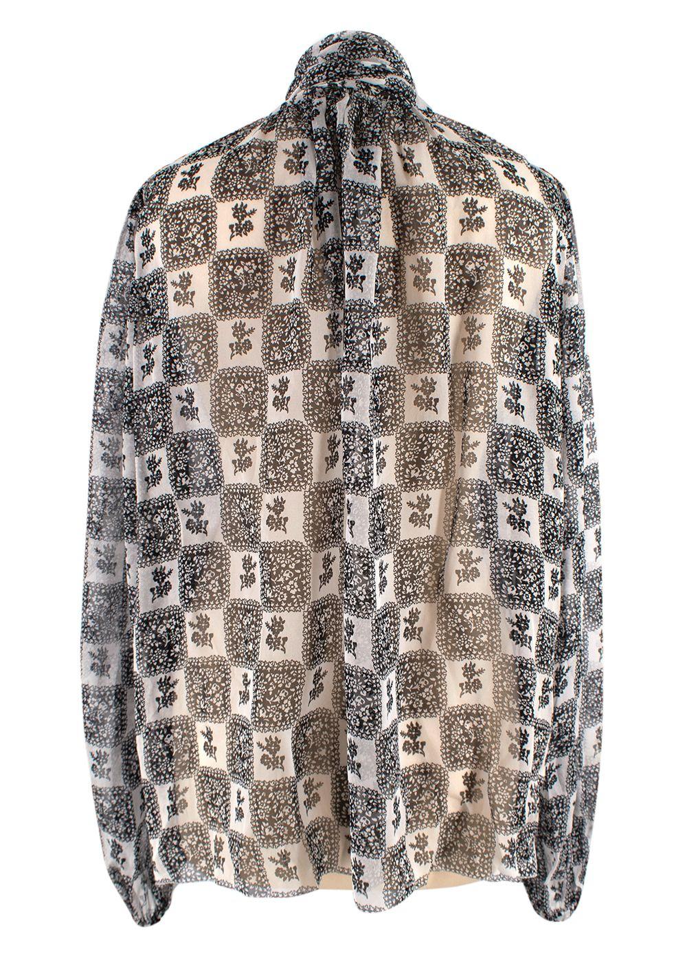 Dolce & Gabbana White and Black Sheer Silk Blouse