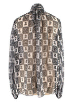 Dolce & Gabbana White and Black Sheer Silk Blouse