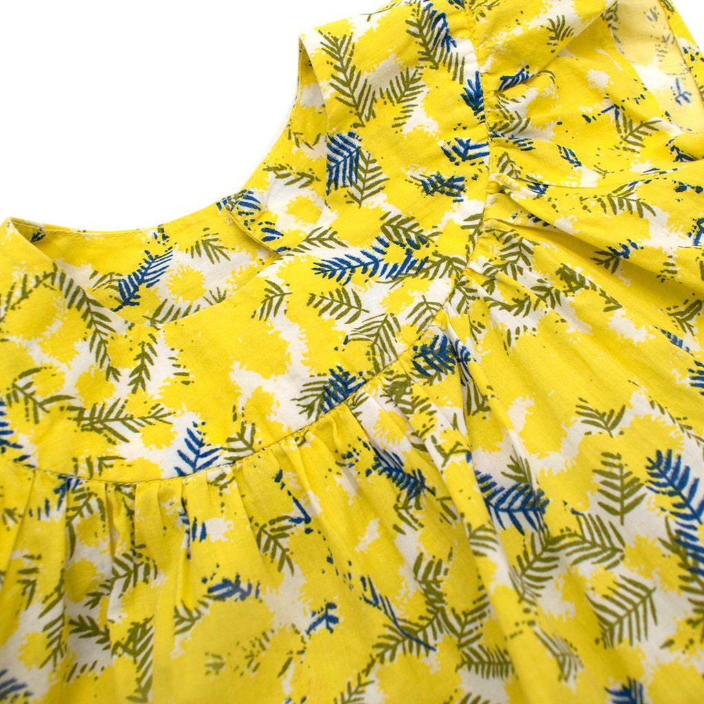 Yellow Mimosa Print Cotton Blouse