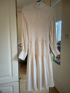 Proenza Schouler Cream Shirred Midi Dress
