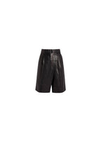 Black Leather Belted Wrap Shorts