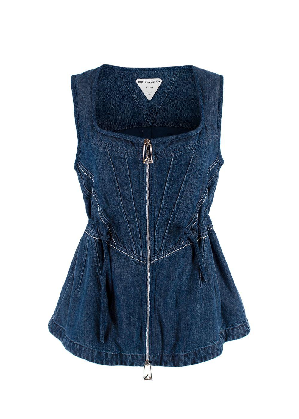 Drawstring Sleeveless Denim Top