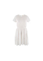 White Lace Trimmed Chiffon Mini Dress