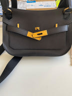Hermes Black Evergrain  Leather Mini Jypsiere with Gold Hardware
