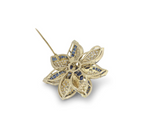 Bespoke Yellow Gold Diamond & Sapphire Flower Brooch