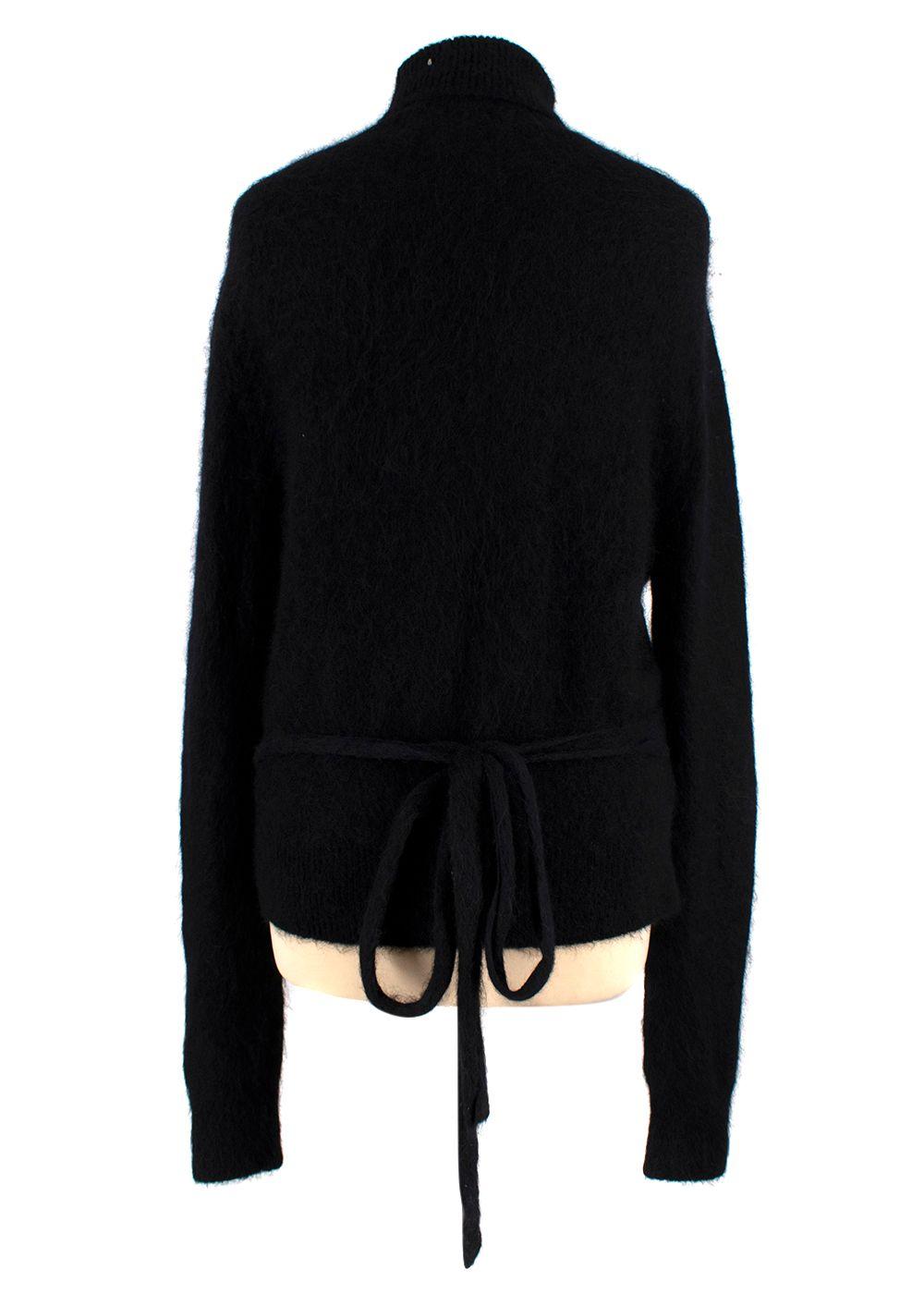 Ganni Black Brushed Alpaca Wrap Jumper