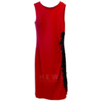 Escada red dress with black bead and sequin detail