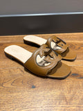 Gucci Tan Leather Flat Sandals