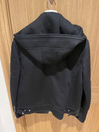 leather & neoprene hooded biker jacket