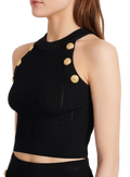 Balmain Black Knitted Crop Top