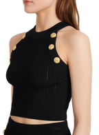 Balmain Black Knitted Crop Top