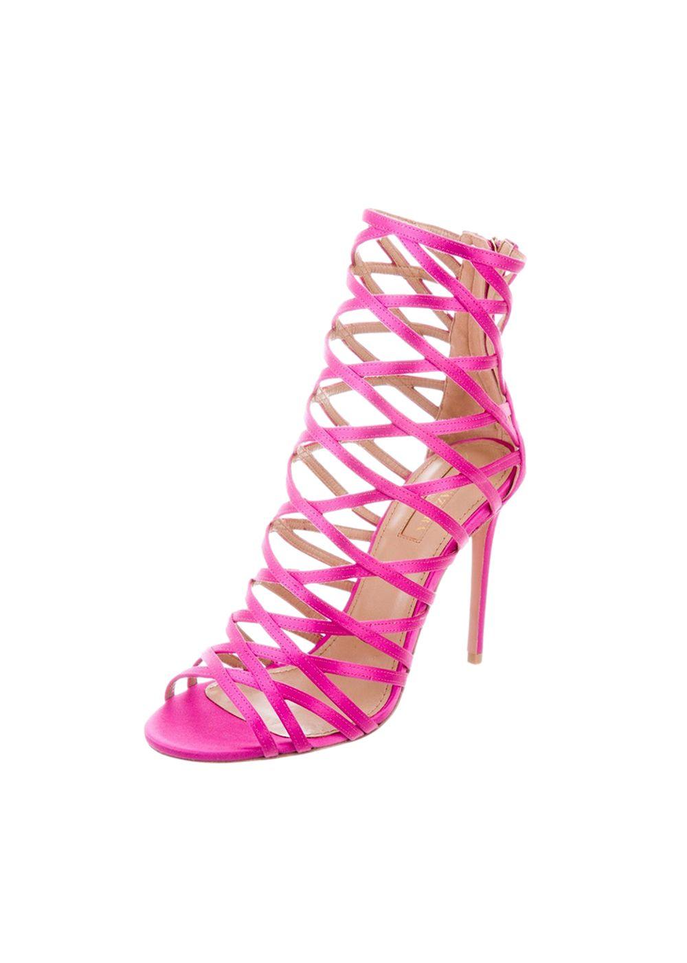 Pink Satin Caged Sandals