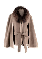 Shaky Loro Piana Wool Cape with Fox Fur Trim