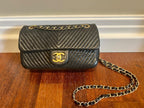 black lambskin leather chevron quilted small flap bag
